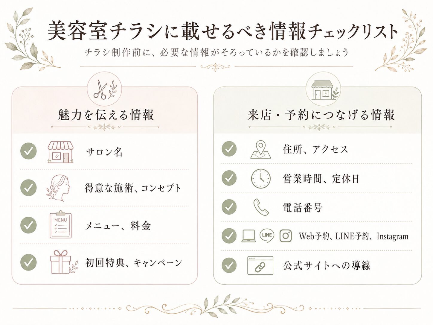 美容室チラシに載せるべき情報チェックリスト

