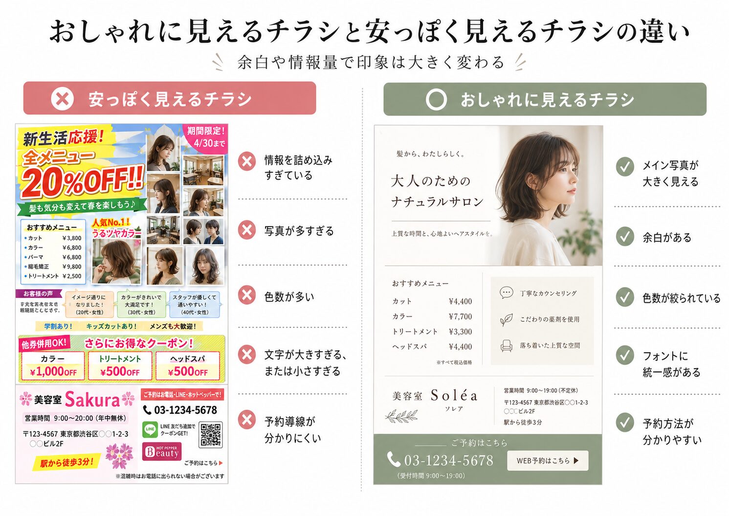 おしゃれに見えるチラシと安っぽく見えるチラシの違い