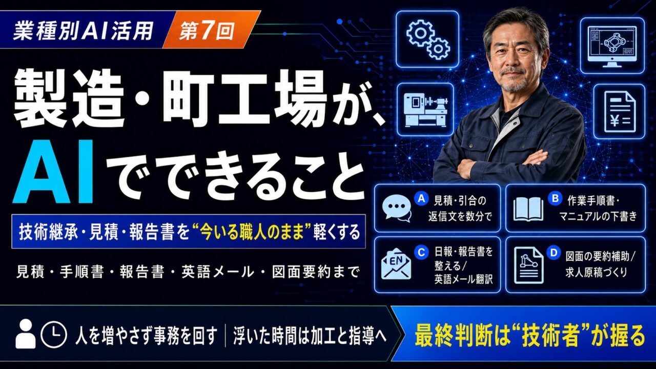製造・町工場がAIでできること｜業種別AI活用シリーズ第7回