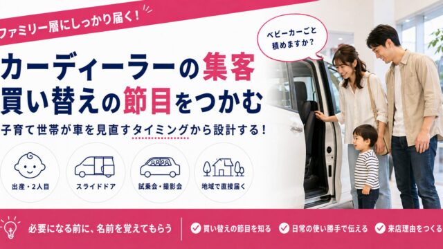 カーディーラーの集客｜子育て世帯が車を買い替えるタイミングを捉える